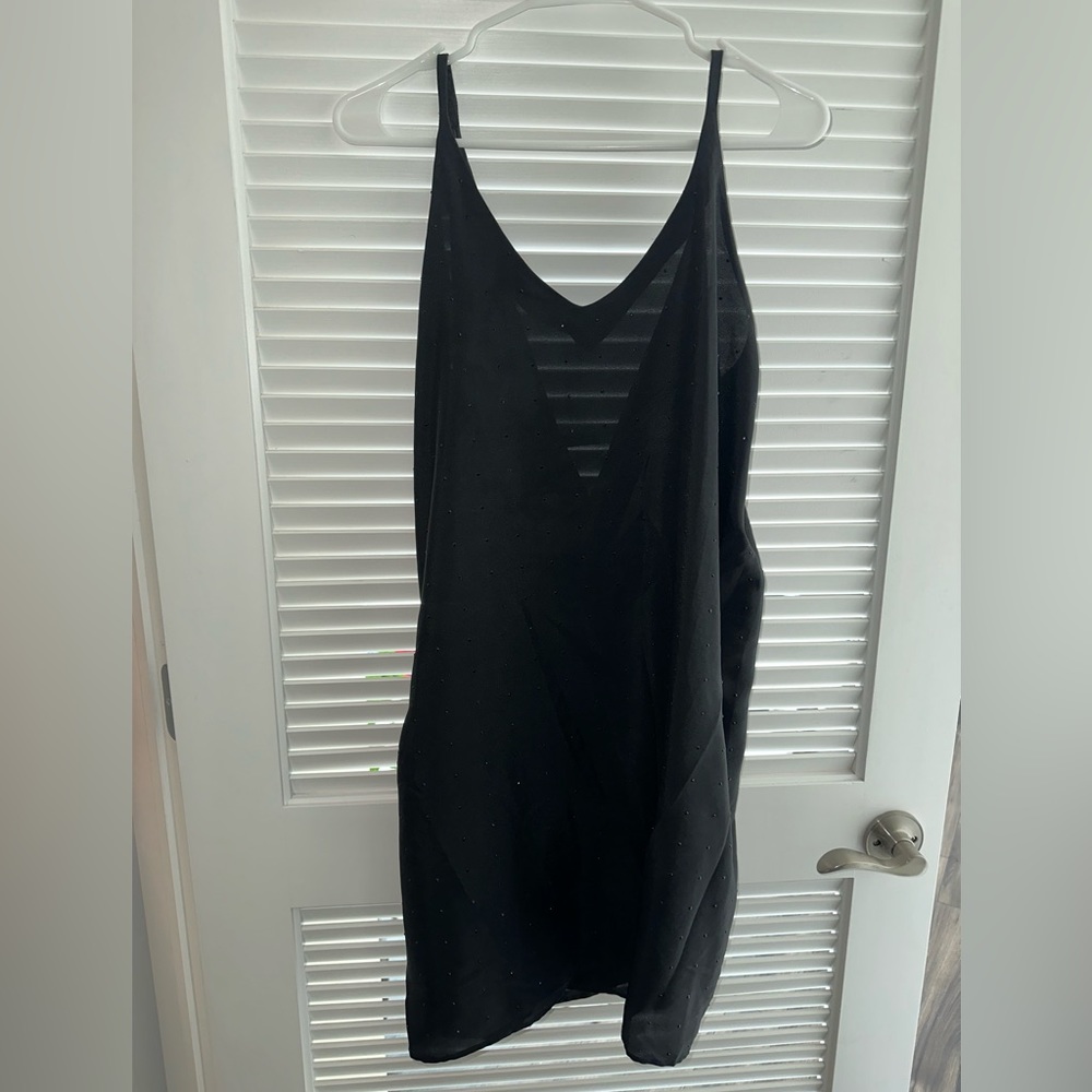 Mango mini satin low front black dress